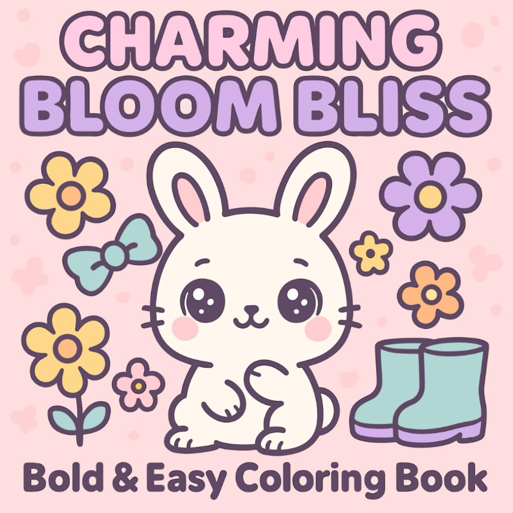 BLOOM BLISS: Cute Bows Coloring Book, Bold & Easy Kids Teens Adults Coloring Book, Blossoms & Flowers for Relaxation and Fun