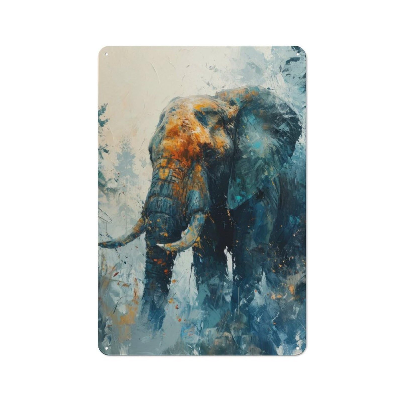 Industrial Elephant in Blue Forest Retro Metal Sign 30x20cm, Shed Wall Plaque for Garage, Workshop, Shed Or Utility Room