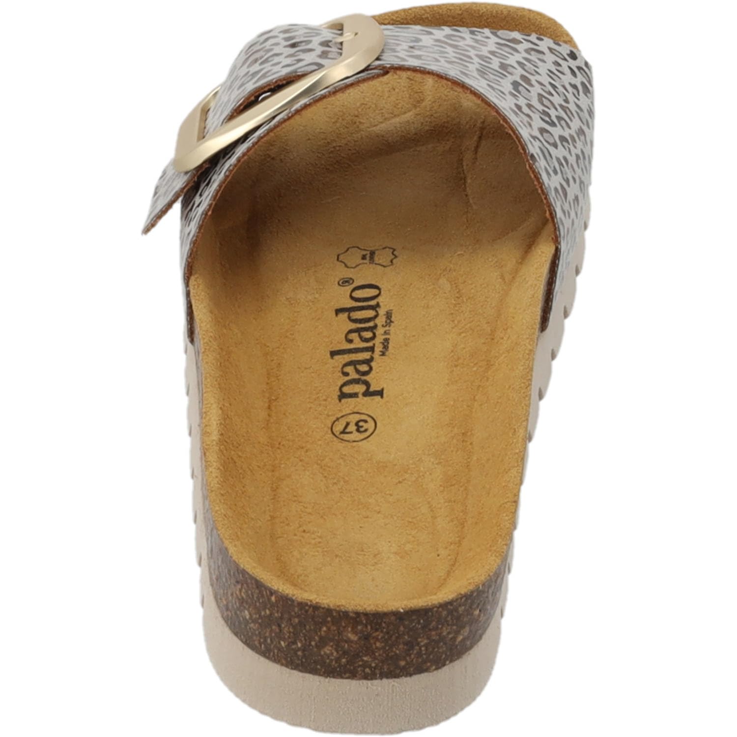 Palado Damen Pantoletten Malta MGS MP Wildcat - Sandalen Made in Spain - elegante Hausschuhe mit Kork-Fußbett - Sommerschuhe mit Animal-Print