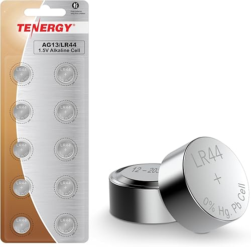 Tenergy Batería de 1,5 voltios LR44, pila de botón LR44, equivalente a baterías ag13LR44, ideal para relojes, punteros láser, juguetes pequeños,