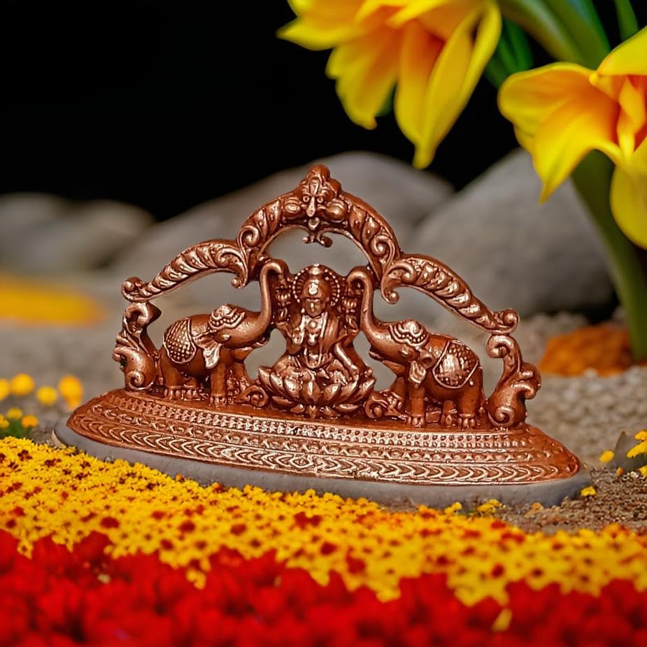 Image of Mahalakshmi with Paired Elephants Murti Idol - 1.3 in