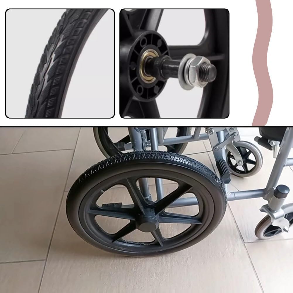 Ruedas De Repuesto para Silla De Ruedas De 15 Pulgadas, Conjunto De Rueda Trasera De 16 X 13/8, Rueda Trasera De Neumático Sólido para Piezas De Repuesto De Sillas De Ruedas Man, Black, 38 cm/15 in