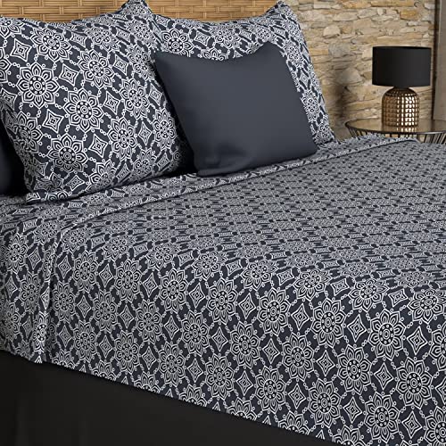 Soleil d'ocre Set of sheets cotton 57 son 240 x 290 cm Esmeralda navy, Green, 240 x 300 cm