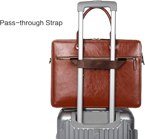 Miniatura 5 de BOSTANTEN Maletines para hombres de cuero portátil 15.6 pulgadas ordenador mensajero hombro delgado Buisness viaje trabajo caso