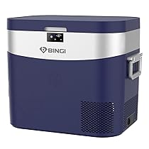 BINGI – Frigorifero a compressore, 22 l, mini frigorifero elettrico portatile, 12, 24 V, DC, congelatore elettrico, congelatore portatile, per auto, camion, picnic, campeggio e uso domestico