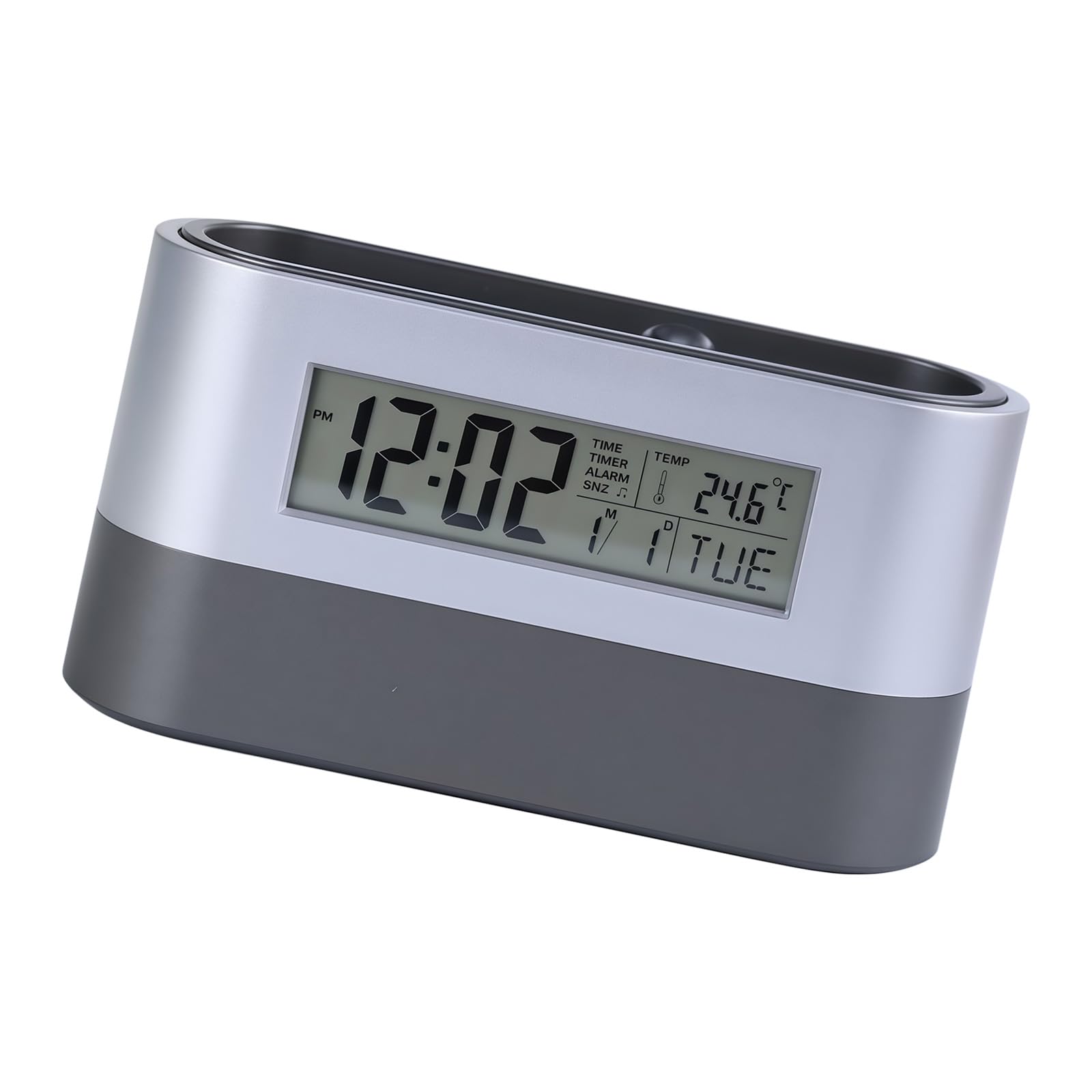 Space Saving Double Purpose Desktop Container Organizers with Electronic Clock Temperature and Pen Storage Capacity Temperature Display Pen Container