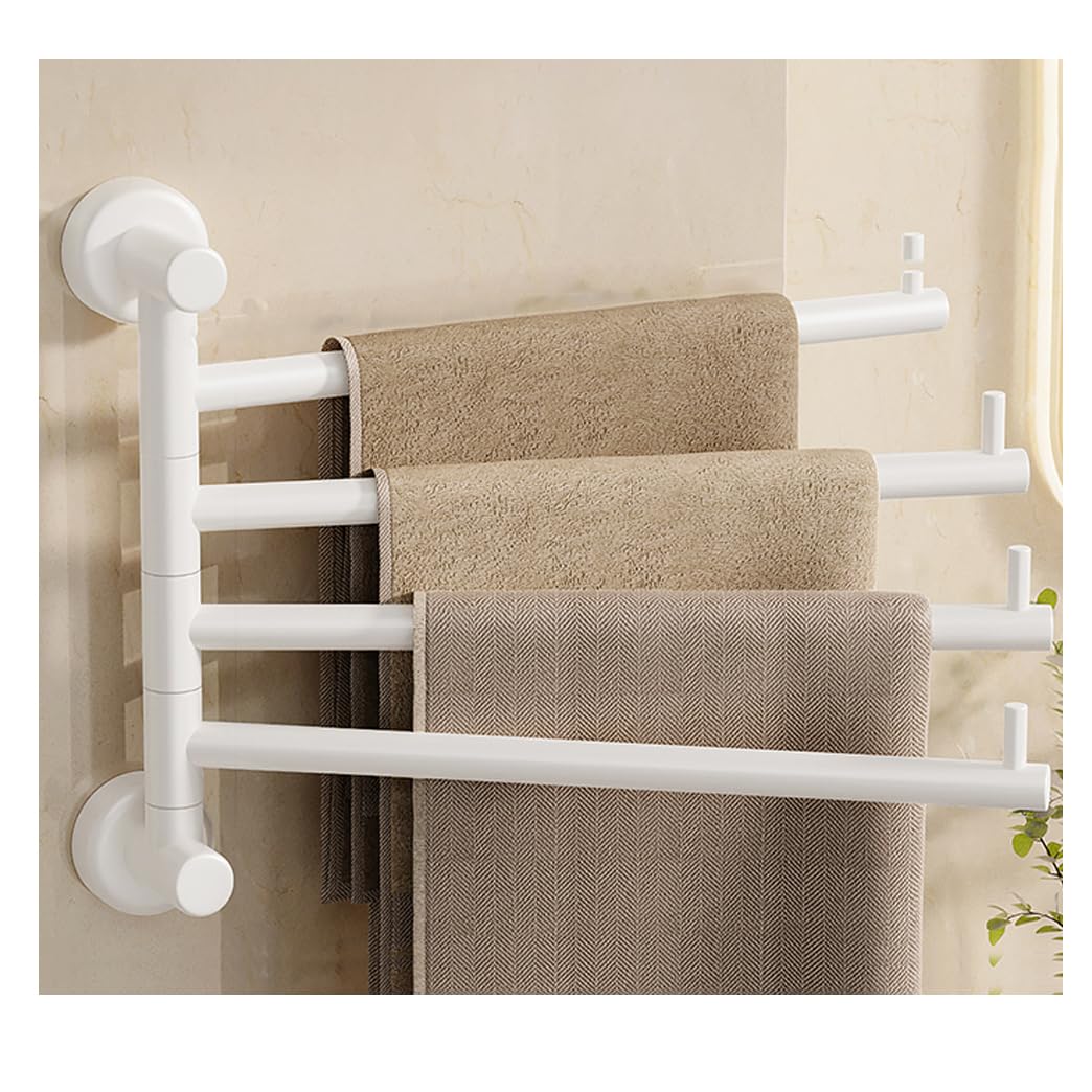 LMYSXAOZ Modern Swivel Towel Rack Bar Rails for Bathroom, Wall Mounted Folding Arm Swing Out Hand Hanger Holder Space Saving Laundry, Kitchen, Outdoor 4Bar