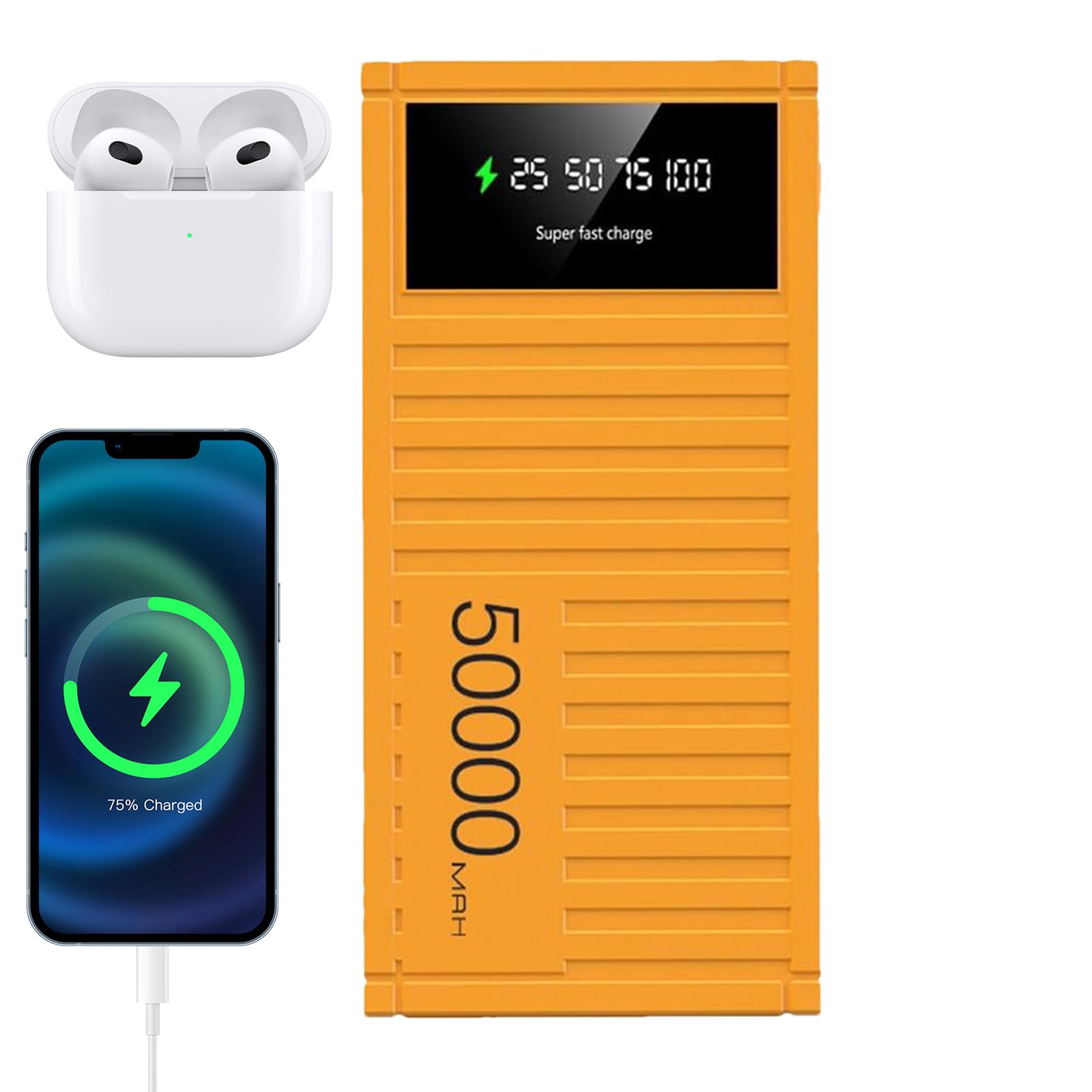 Portable Charger Bank, 50000mAh High Capacity Powers Bank, 66W Fast Charging USB, Multifunctional with LED Display for Hiking, Camping, Outdoor and Urgency Use, ABS