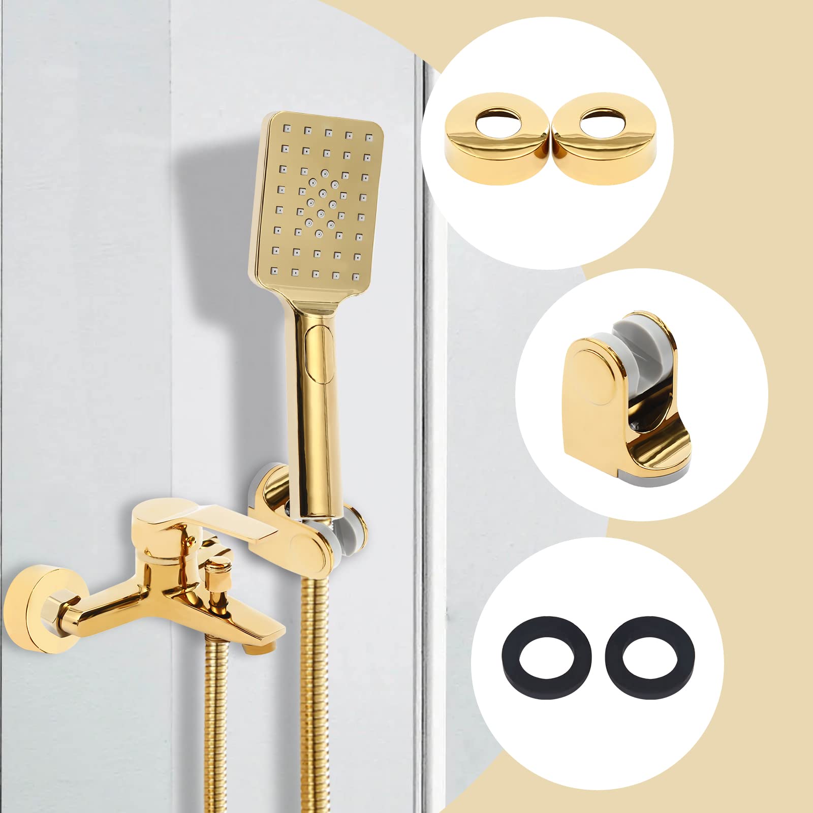 Juego Completo de Grifo de Ducha Dorado Con Alcachofa de Mano, Soporte y Manguera, Tipo Dúplex Para Lavabo, Tubo de Agua de 1,5 m