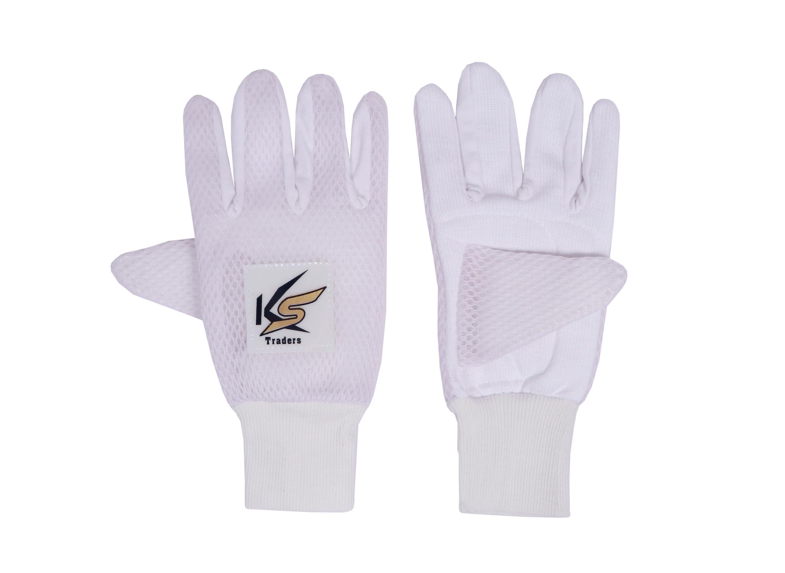 Cricket Inner Gloves, Leather, Padded Palm, Velcro Closure, Traditional Style, Right Hand, Size L, White, 1 Pair-picture-10