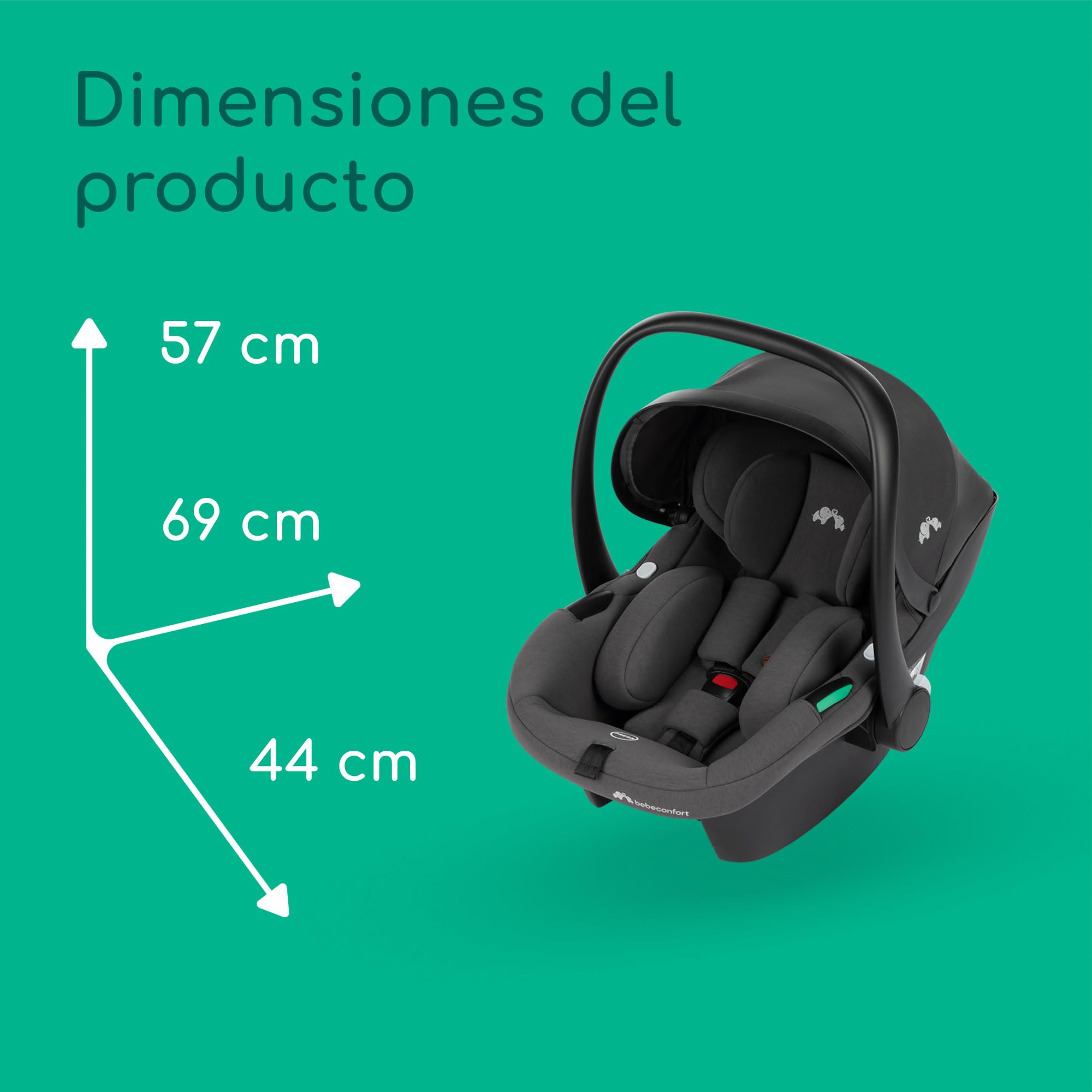 Bebeconfort Luvia Trio, Carrito bebé 3 en 1, 0-4 Años (0-22 kg), Cochecito, Silla coche, Capazo, Cierre Inteligente, Manillar Ajustable, Absorción de Impactos en Ruedas, Mineral Graphite