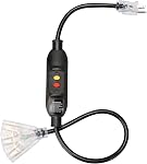 25Ft 12 Cord d'extension extérieure de jauge avec 3-Outlets, Cordon d'extension 12/3 de service lourd avec extrémité éclairée, 15A 12AWG 1875W SJTW, ETL Inscrit - Idéal pour Garage, Jardin et Maison, Noir