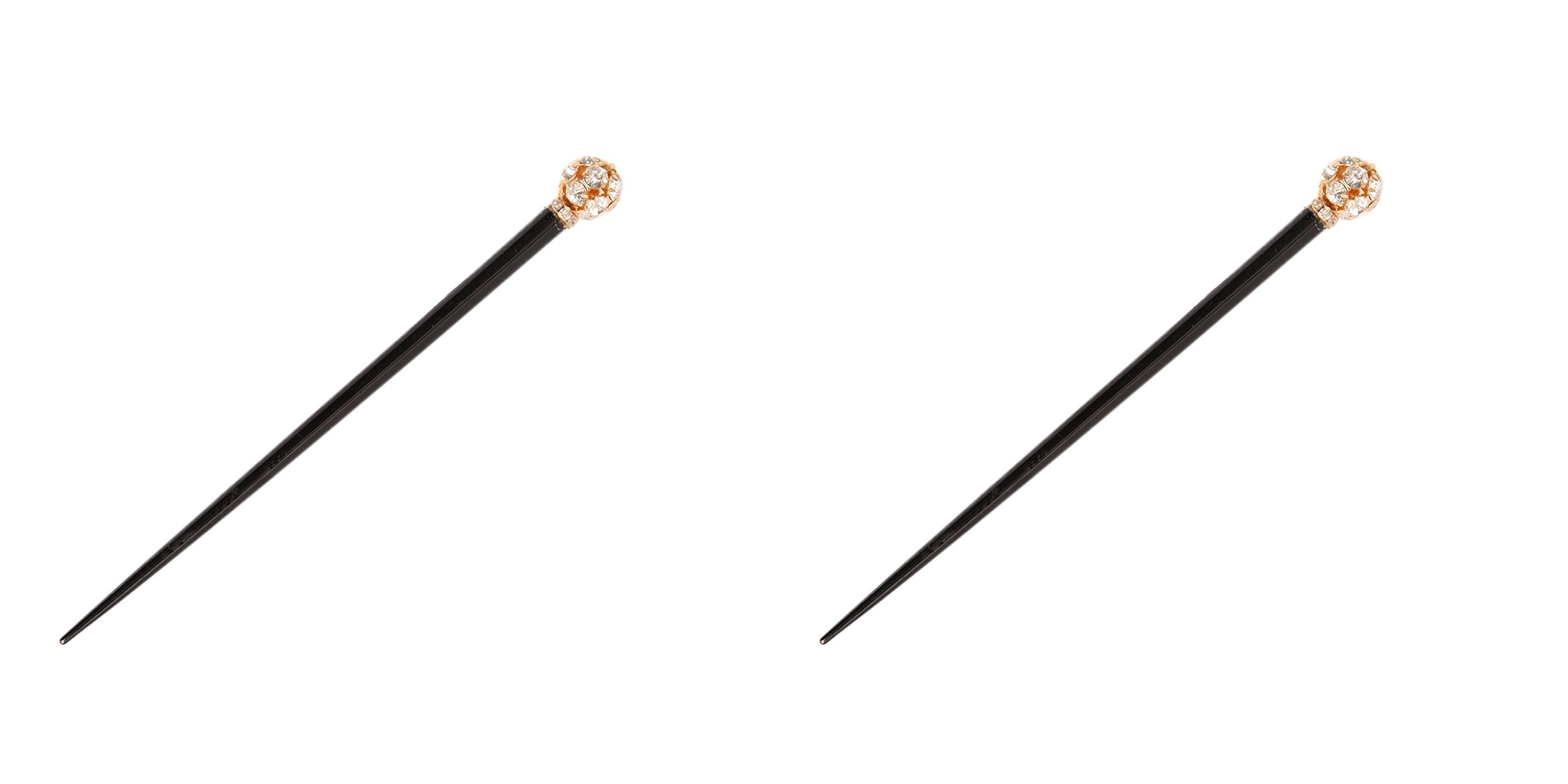 Caravan Wooden Chop Stick with Rhinestone Ball Pair, 0.5 Ounce