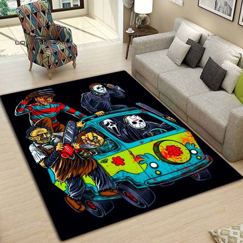 BGAFAG Película De Terror Alfombras De Personajes para El Hogar Sala De Estar Dormitorio Entrada Alfombras De Área Grande Decoración Suave De Halloween E6649 100X160Cm