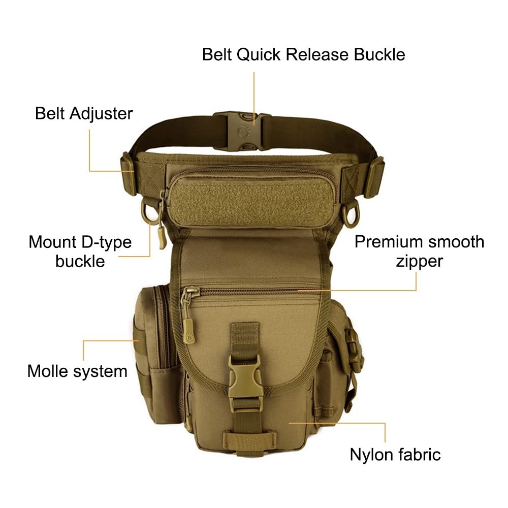 DONGKER Sac de Jambe Moto, Sacoche en Cuisse Oxford Tactique Imperméable pour Randonnée Camping Escalade Cyclisme Pêche Chasse