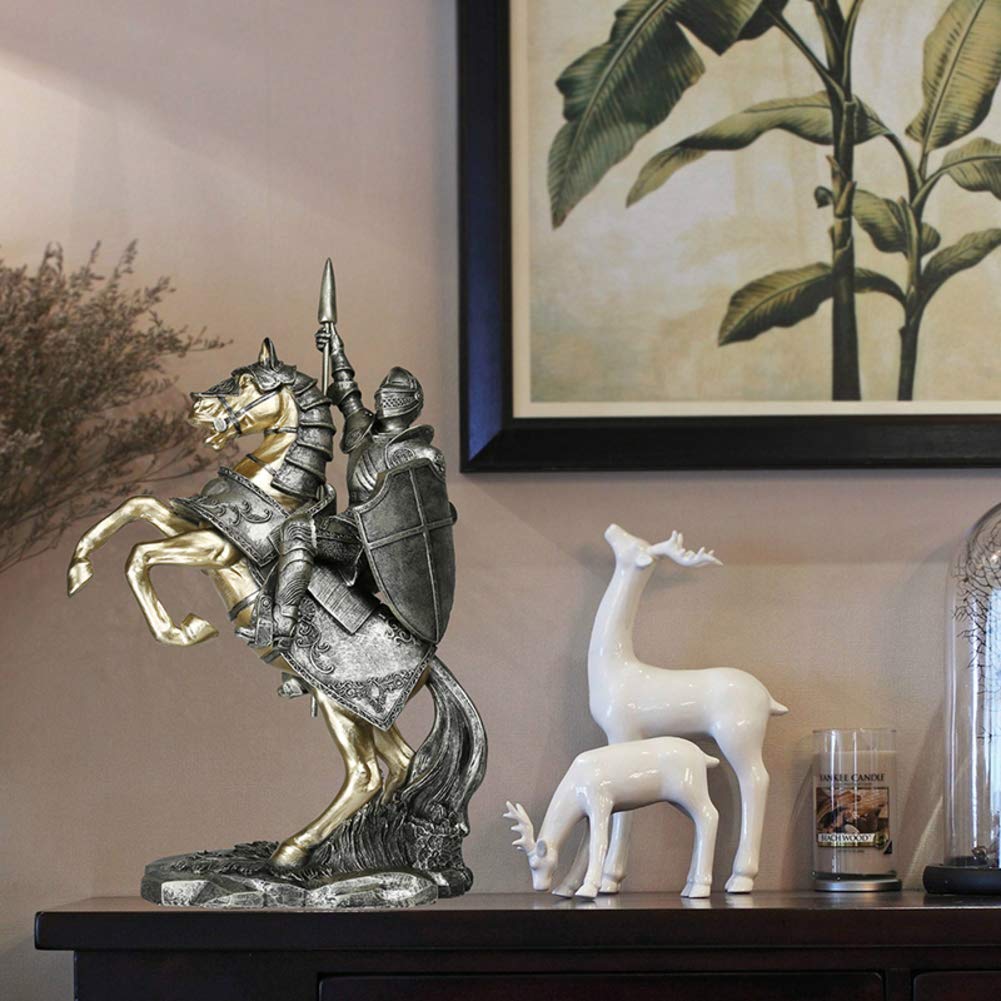 Amazon.co.jp: 騎士像中世の馬上槍試合装甲騎士の彫刻バトルウォリアー