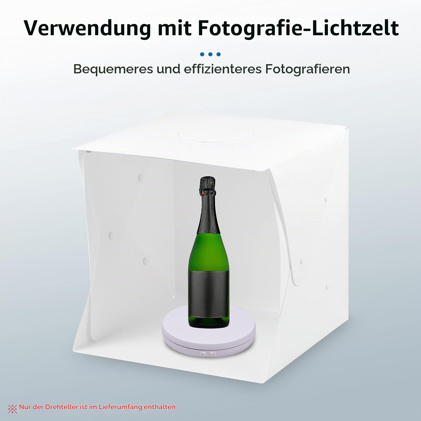 Andoer Drehteller Elektrisch, Fotografie-Plattenspieler 360-Grad-drehbares Display mit LED-Licht für Schmuck Display, Shop Ausstellungsstand, Fotografie, Hochzeitstorte Zeigen(Weiß)