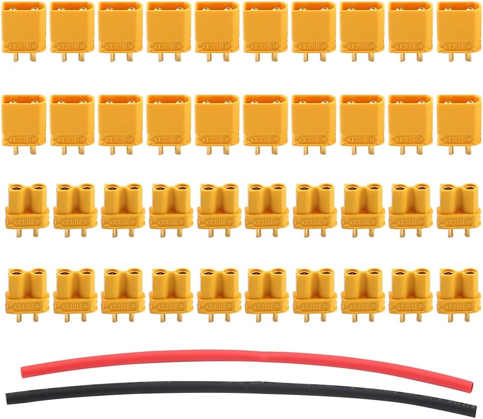 20 Pairs XT30U (XT30 Upgrade) Male Female Bullet Connectors Power Plugs with Heat Shrink for RC Lipo Battery
