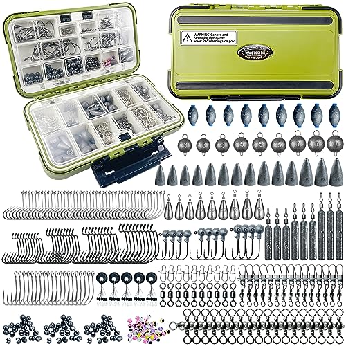 FREE FISHER 306pc Fishing Lure Accessories Kit - Including Hooks, Sinkers, Bobbers, Jigs, Beads, Swivels & Snaps - Tackle Box