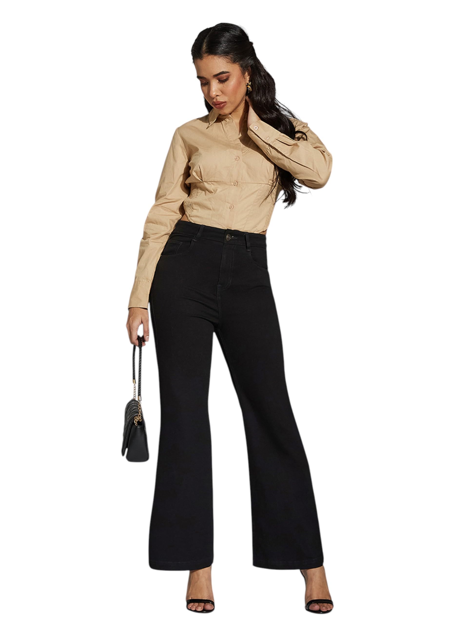 miss chase Women's Bootcut High Rise Regular Stretchable Denim Jeans (MCAW24DEN79-31-380-28, Jet Black, 28)-picture-11