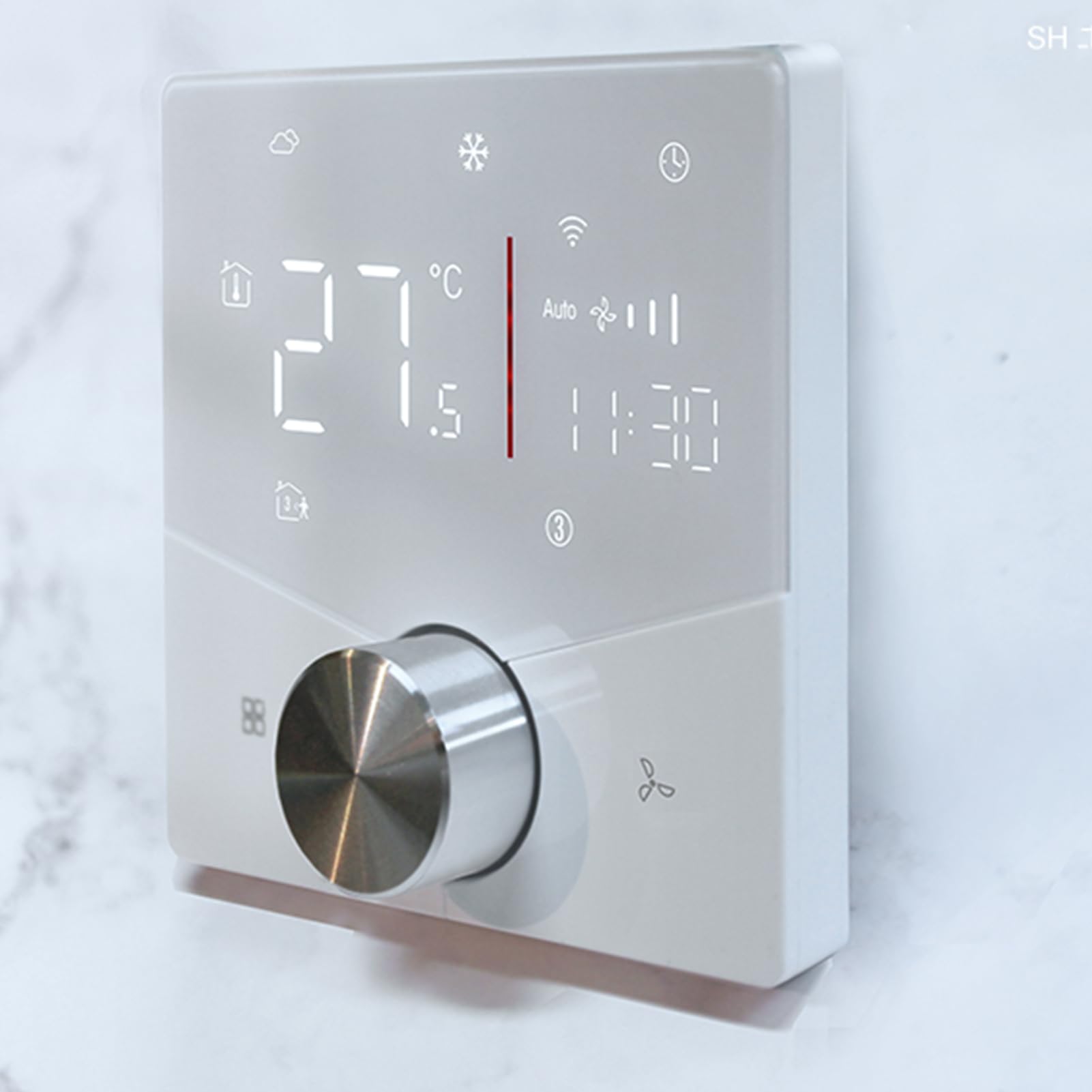 AUNMAS Termostato WiFi ABS Controller Intelligente per Condizionatore d'aria da 41 a 95F Manopola LED Tasti a Sfioramento 24V 2 4G WiFi per 2 Tubi Casa AC Raffreddamento Centralizzato Riscaldamento