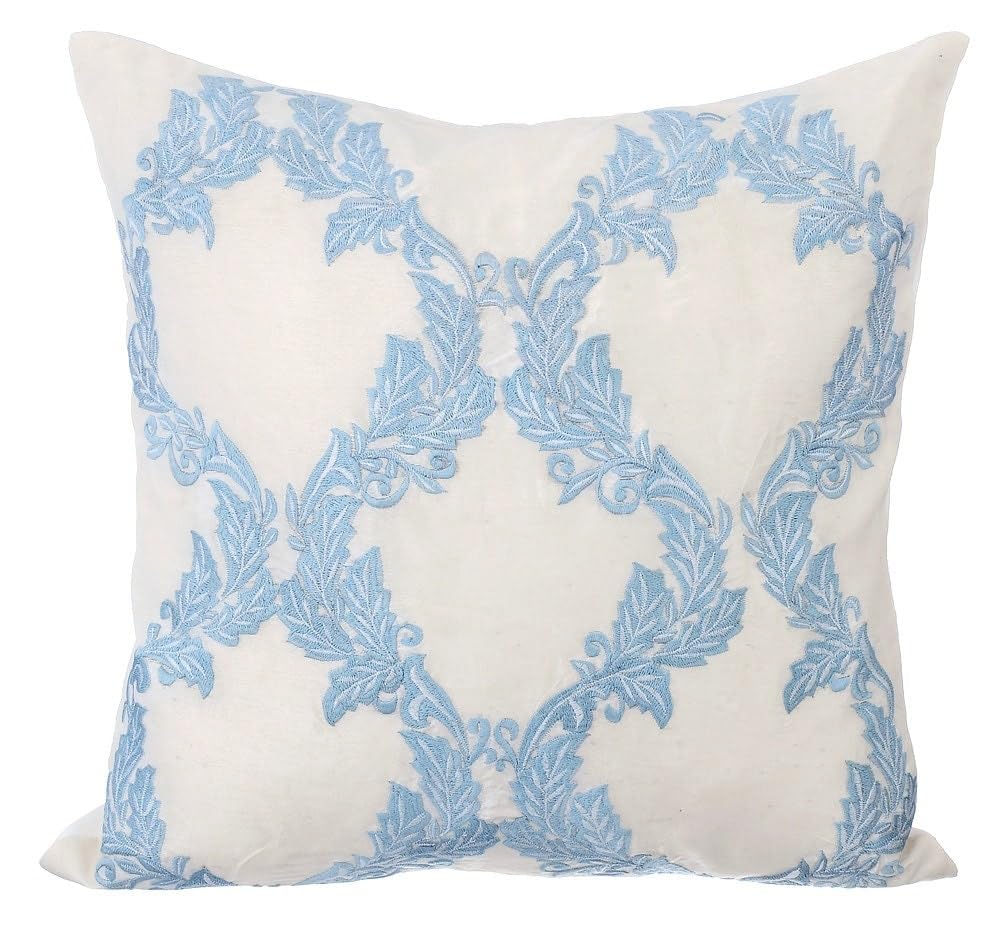 The HomeCentric Decorative Cushion Covers Pack of 2, 60x60 cm (24"x24") Blue, Silk Throw Cushion Covers, Cushion Covers - French Riviera