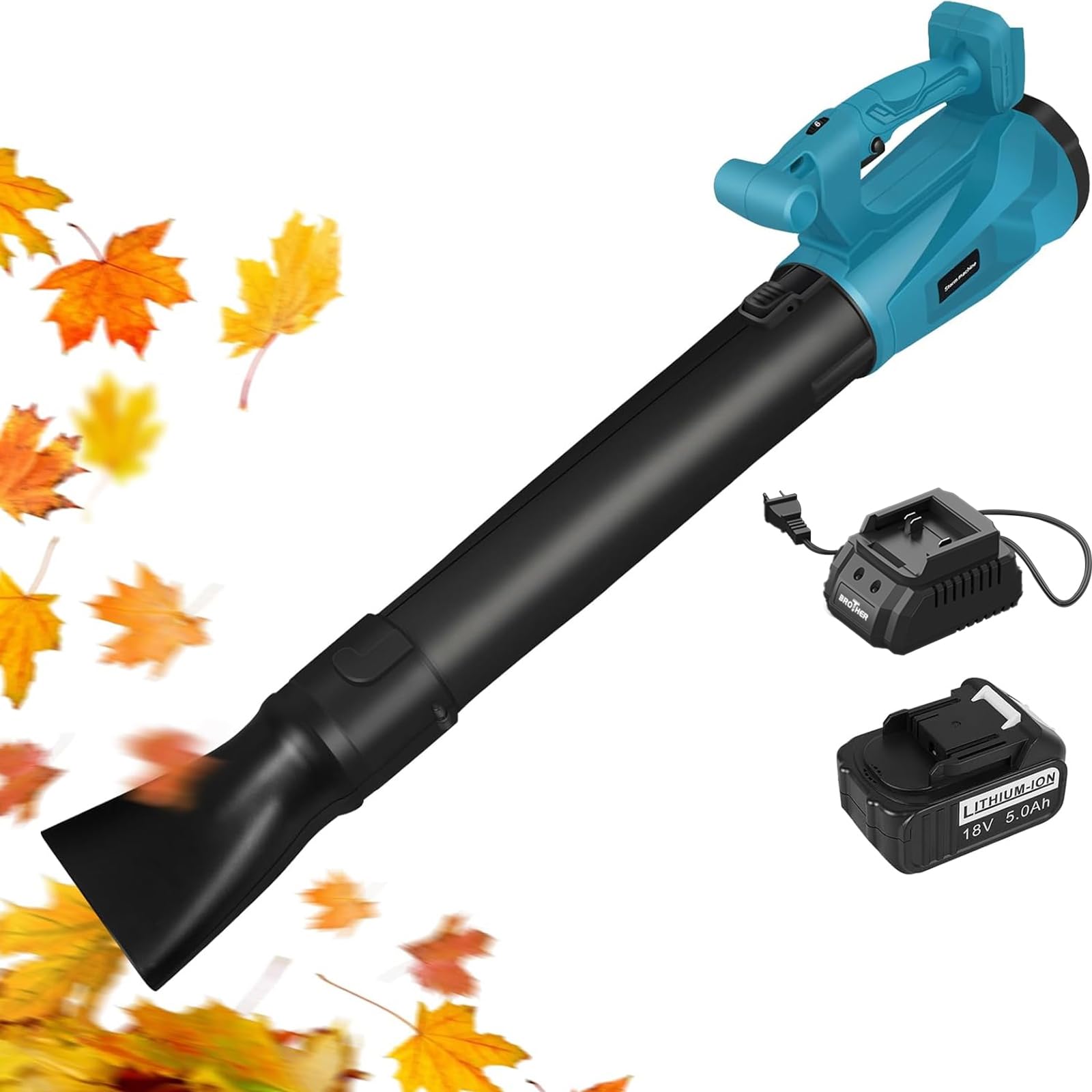 Soffiatore per foglie senza fili, trituratore leggero 24000 giri/min, 6 marce di regolazione, aspiratore e trituratore per foglie con batterie e caricabatteria per la rimozione delle foglie, in giar