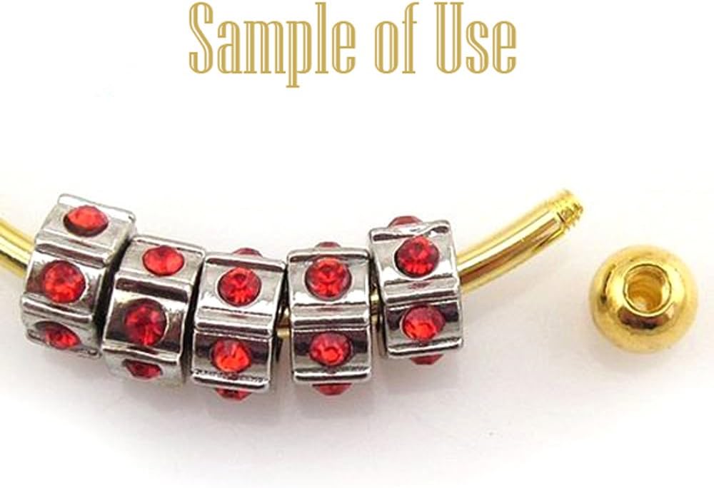 RUBYCA 20pcs Gold Tone Bangle Bracelet Screw End Ball Cuff Charm Beads DIY Jewelry Making