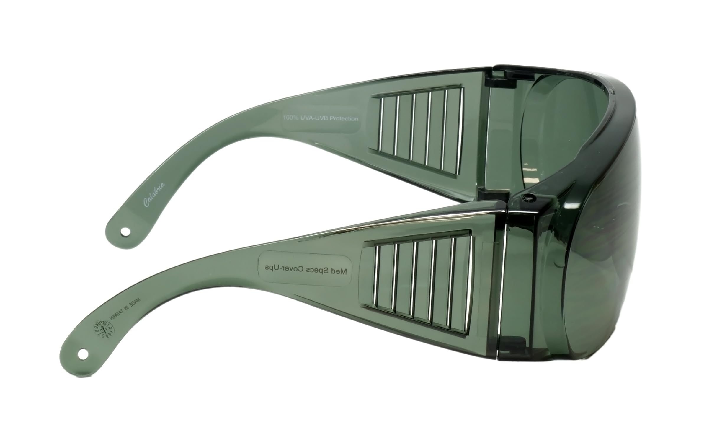 Calabria 1003 Fitover - Gafas de sol de seguridad grandes sobre gafas graduadas | 100% protección UV | patillas transparentes | Verde