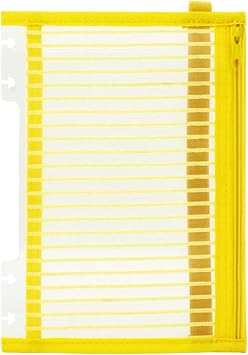 Discbound Notebook Mesh Pencil Case Bag,5.24" x 7.4" Size Zipper Pouch For Planner Cover AccessoriesYellow,Solid Stripes