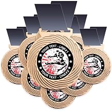 10 Pack Martial Arts Award Medal, Customizable, Your Custom Text Martial Arts Award Medallion. Judo, tae Kwon do and MMA! Large 3-1/8W x 3-1/2H Quality Medal Printed Packaged USA