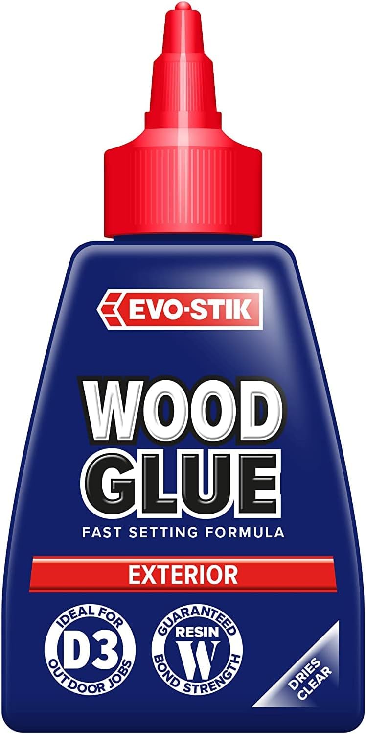 Exterior Wood Glue - D3, Weatherproof, Extra Strong, Fast Setting, Suitable For All Wood Types, Dries Clear, 125ml