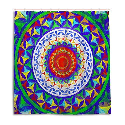 Rideau de douche en polyester motif abstrait lavable avec crochets en C - 2