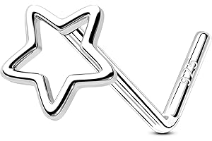 OUFER 20-20-20: Sterling Silver Nose Rings, Heart Nose Studs - Starry Night