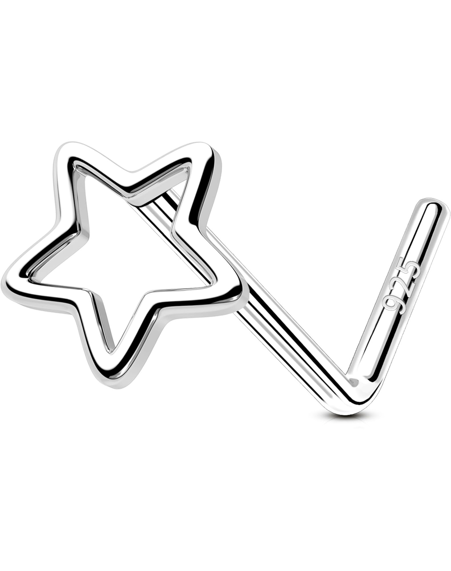 OUFER 20G Nasenring Stern Nasenpiercing Silber 925 Nasenpiercing Schmuck L-förmig Nasenpiercing Schmuck Nasenstecker Nostril Nasenpiercing Piercing Nase