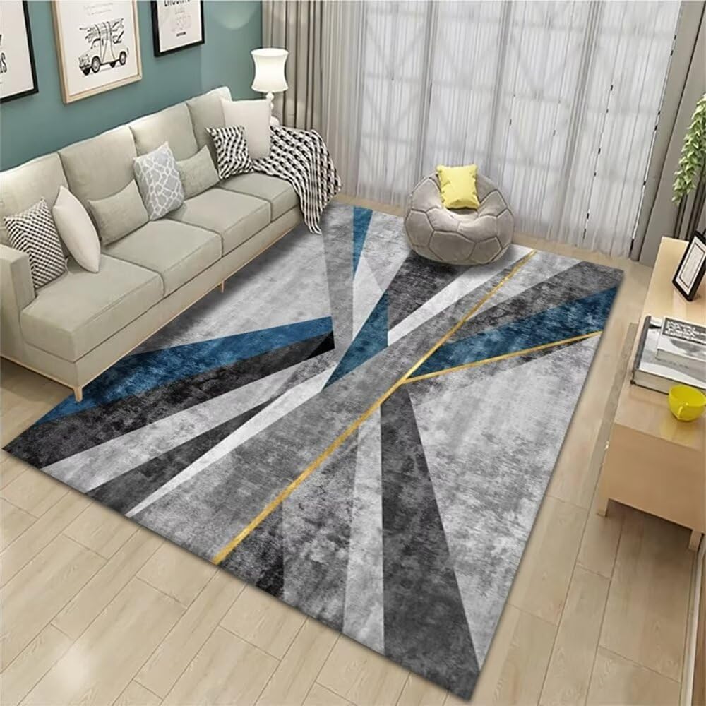 Tapis de chambre et couloir bleu 60x90cm au design ruban moderne