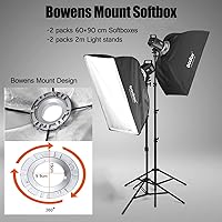 Vista 5 de 2pcs Godox MS300 600W Studio Strobe Flash Kit Bowens Mount Lighting,2.4G Wireless GN58 5600K Monolight with 150W Modeling Lamp,RT-16 Flash