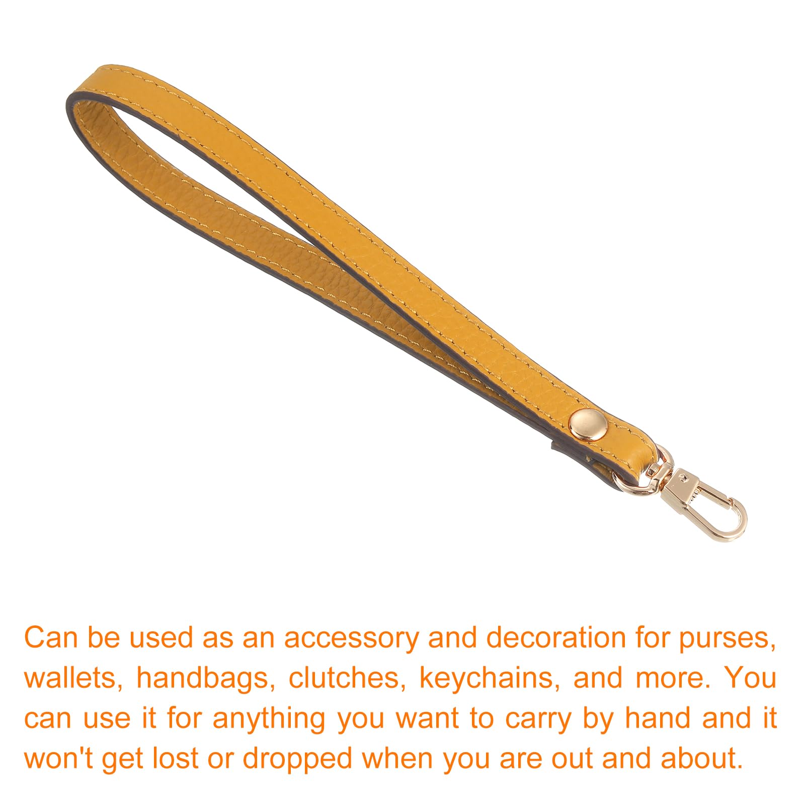 SUIKIHUM Sangle De Poignet En Cuir 20cm - Bracelet De Rechange Avec Fermoir Argenté Pour Sac à Main Et Porte-Clés