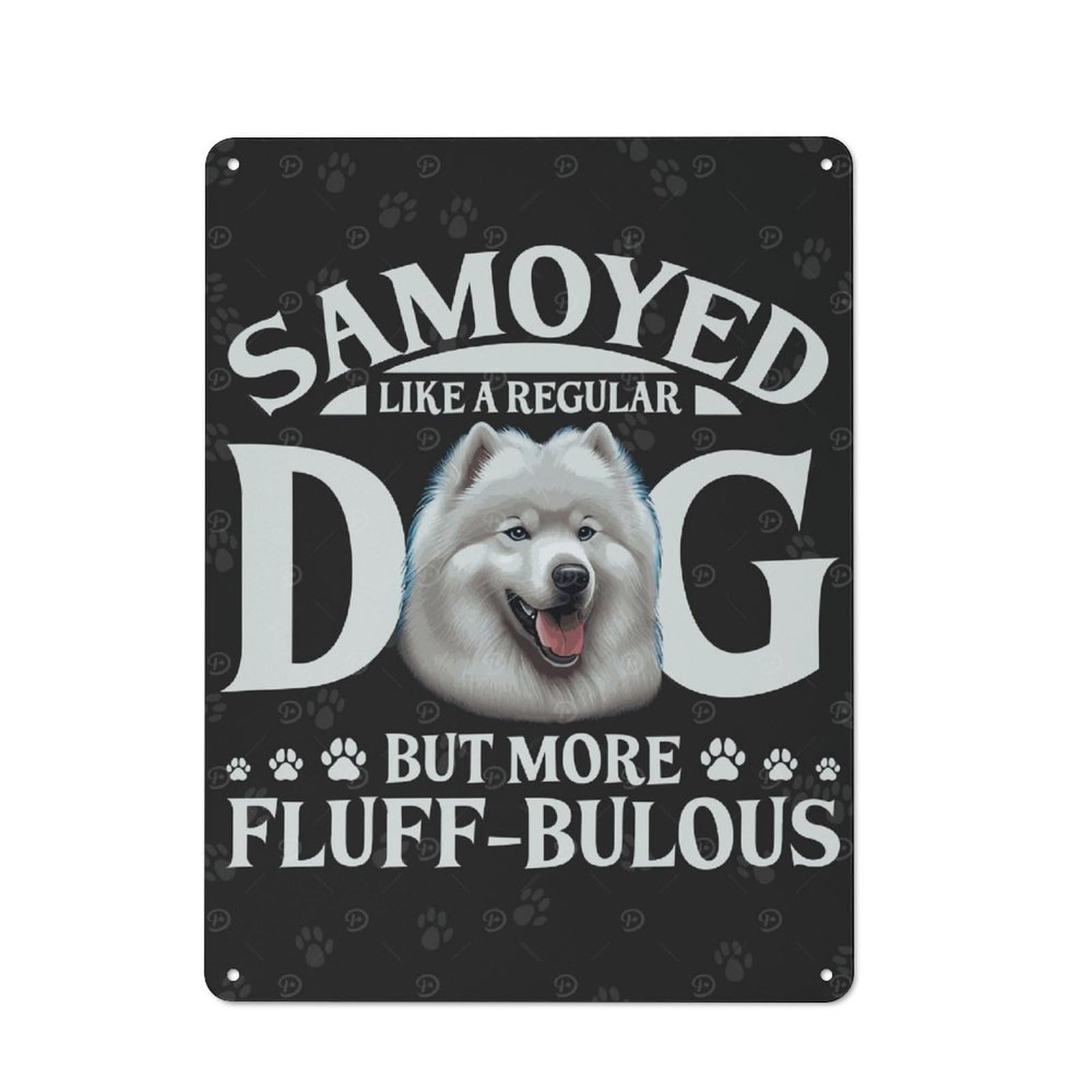 Junmoney Style-8 Retro Metal Wall Sign 40X30cm With Funny Fluffbulous Samoyed For Hallway Wall, Suited To Hallway Decor Lovers