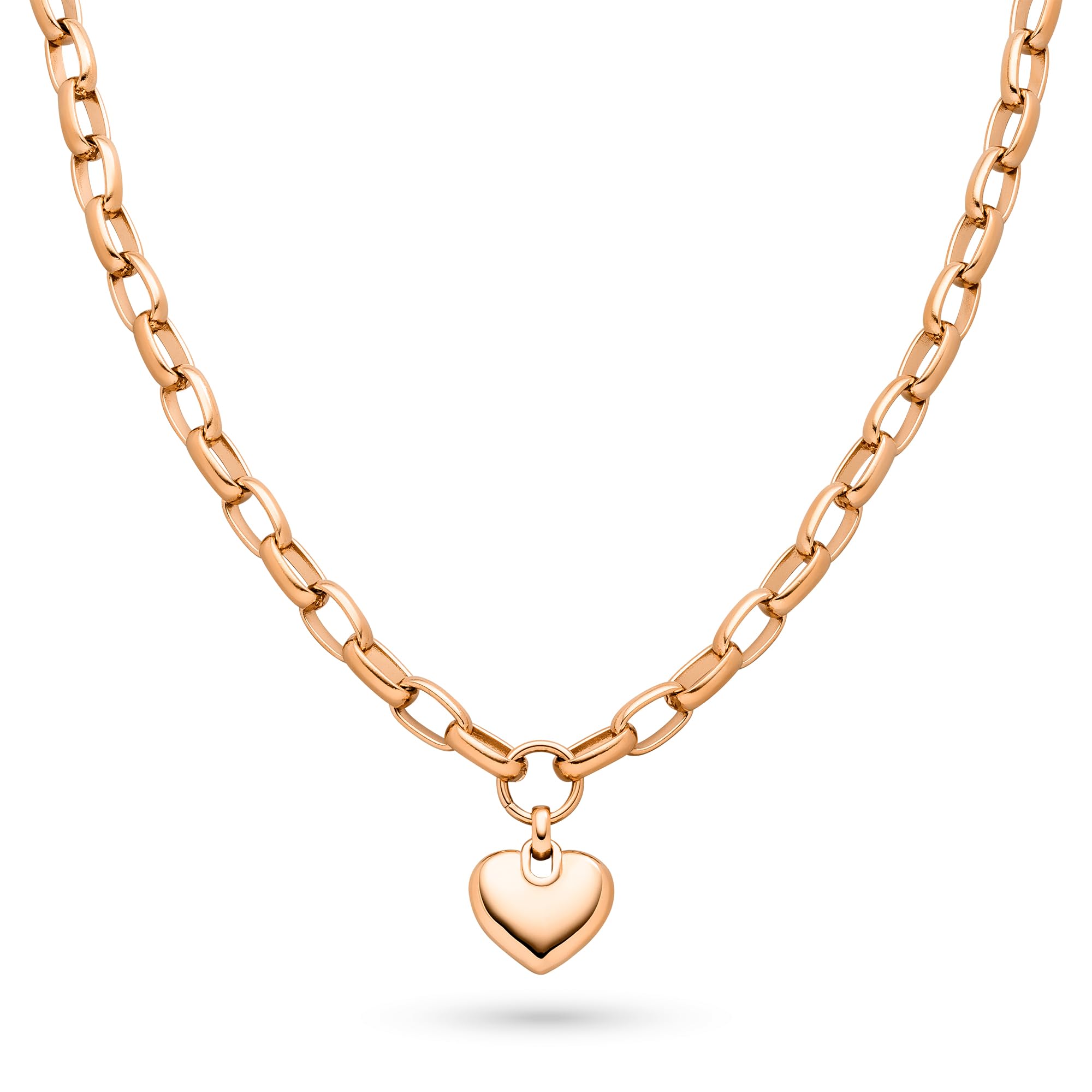 s.Oliver Necklace, elegant necklace made of polished stainless steel, IP rose gold, link chain, 55 cm, waterproof and skin-friendly
