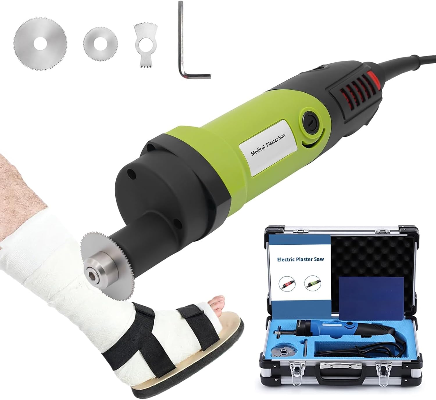 Electric Orthopedic Cast Cutter, Medical Plaster and Polymer Bandage Saw with 3 Blades, 13000RPM Adjustable Speed, Quiet and Precise Cutting Tool for Veterinary & Clinic