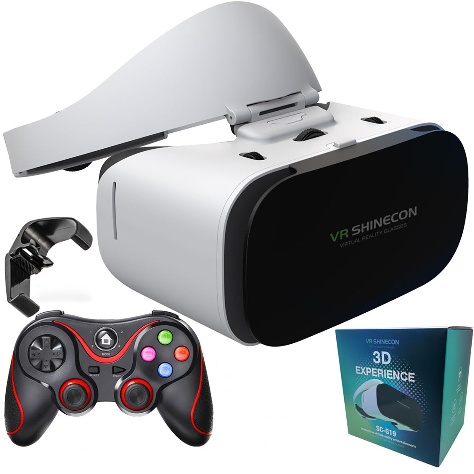 Visore VR Telefono Controller, Occhiali Realtà Virtuale Cuffie Stereo Occhiali 3D, Occhiali VR TV, Film, Videogiochi(V8)