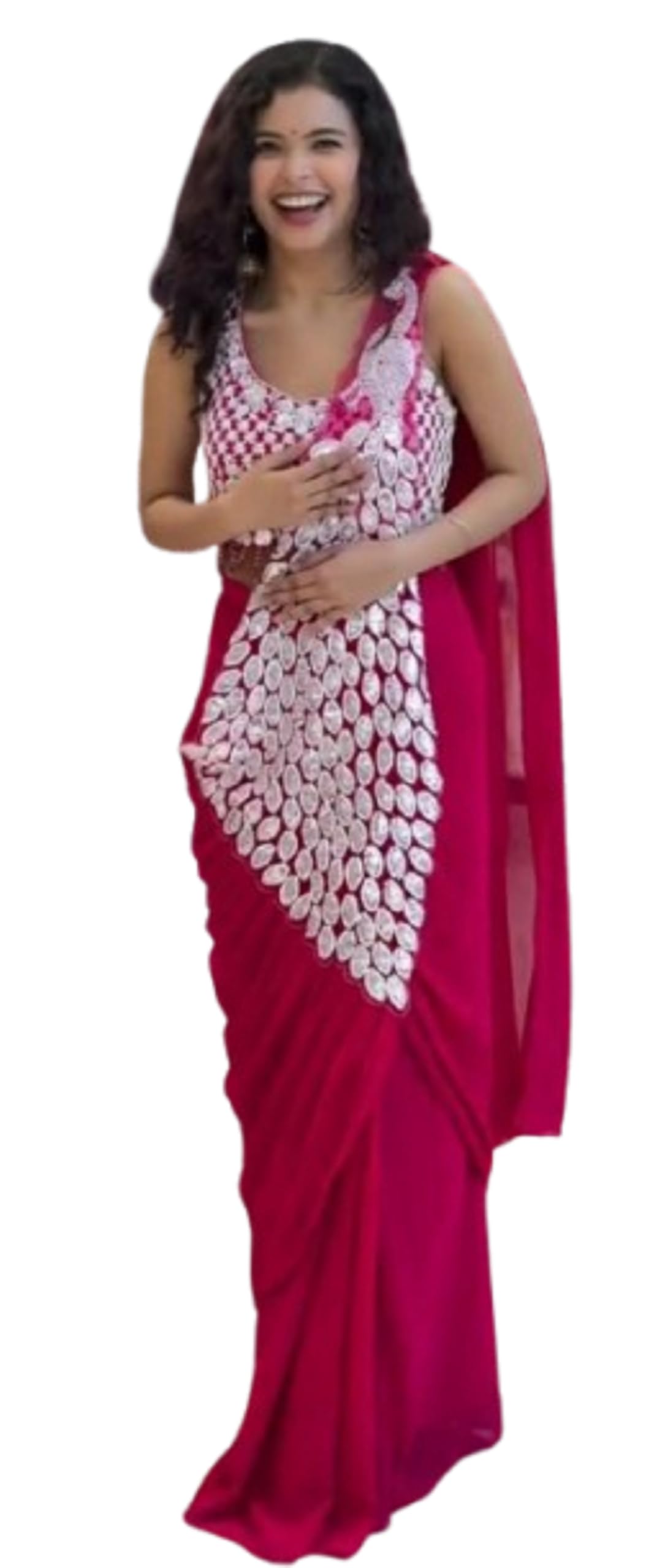 Saree For Womens And Girls Trending Embroidery Sequence work ready to wear saree with Embroidery Blouse Colour saree wedding stylish-image-45