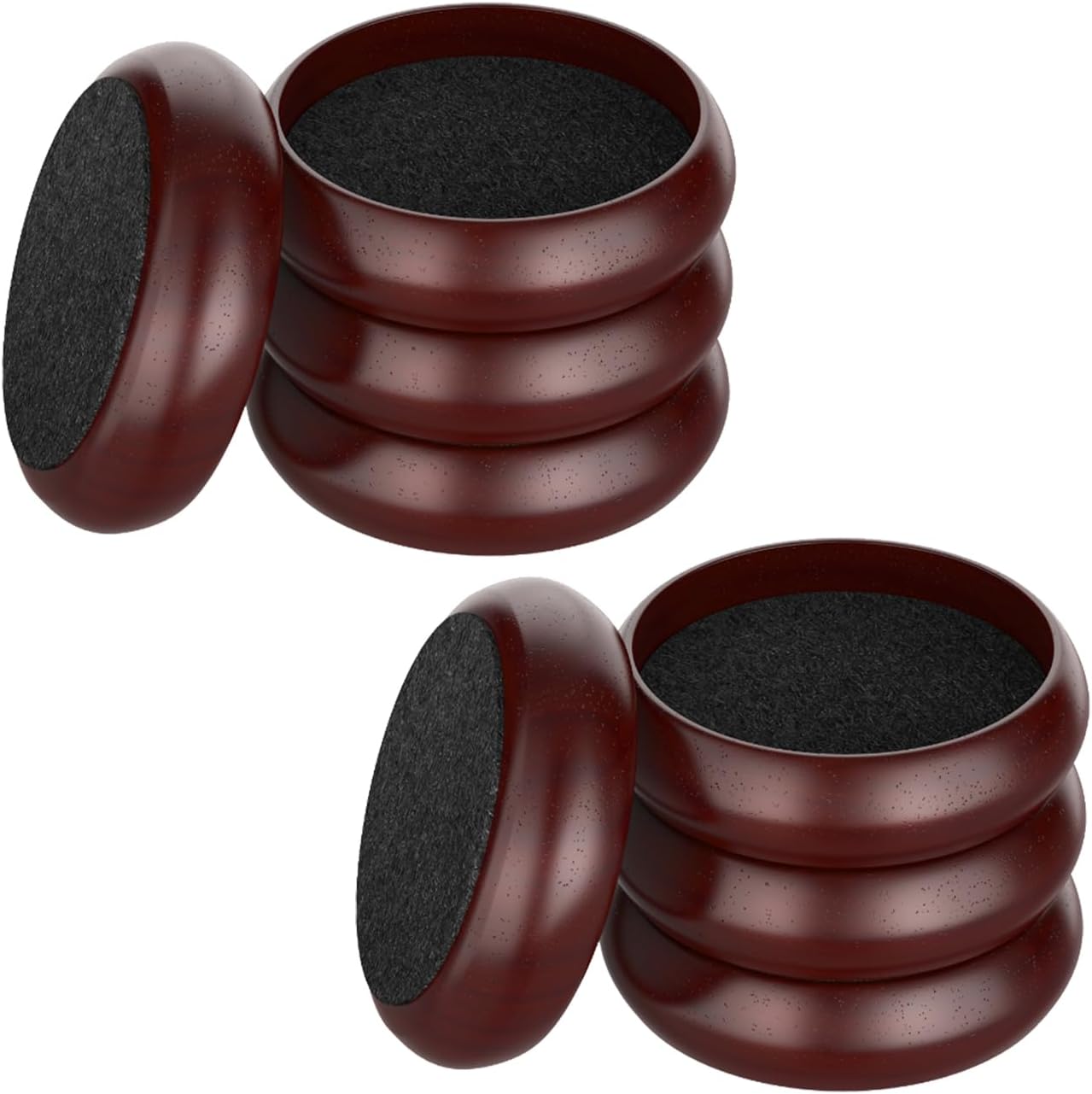 8Pack Piano Caster Cups for Upright Piano Wooden Piano Caster Piano Leg Floor Protectors with Non-Slip & Anti-Noise Foam Hardwood Floor Protectors Brown