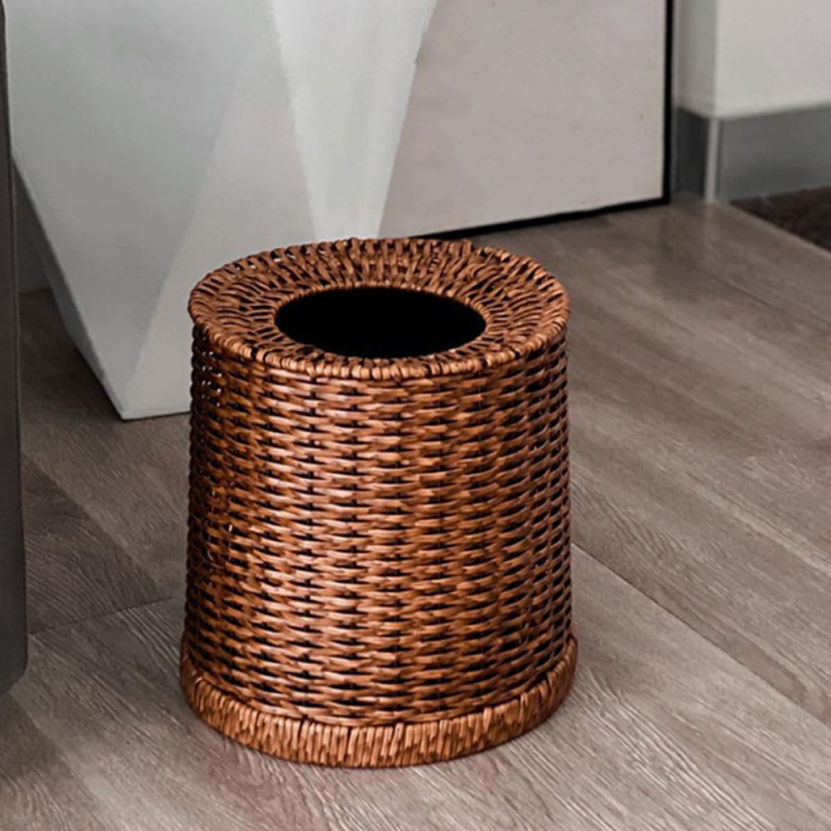 Kisangel Vintage Papierkorb aus Geflochtenem Material 12l Fassungsvermögen Leichter Abfalleimer fürs Badezimmer Robust und Leicht zu Reinigen für Zuhause und Hotel