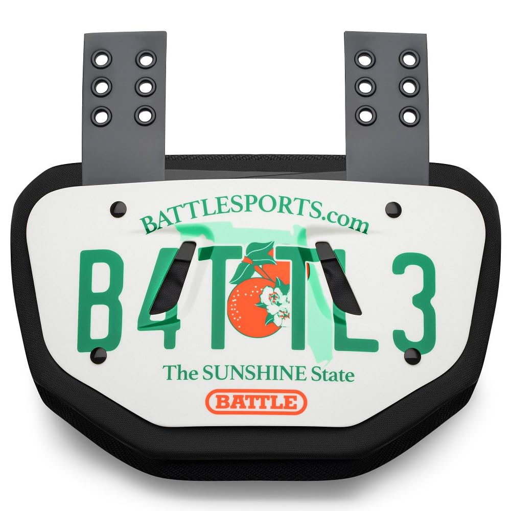 Battle Sports License Plate Football Back Plate – Hard Shell Lower Back Protector with Contoured Foam for High-Impact Protection for Adult and Youth