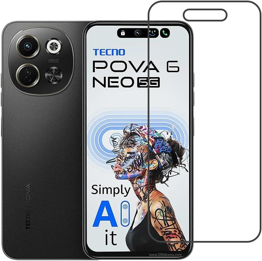 DVTECH® Mobile Front Screen Protector Compatible With Tecno Pova 6 Neo 5G Flexible Scratch resistance (Flexible Screen Protector)