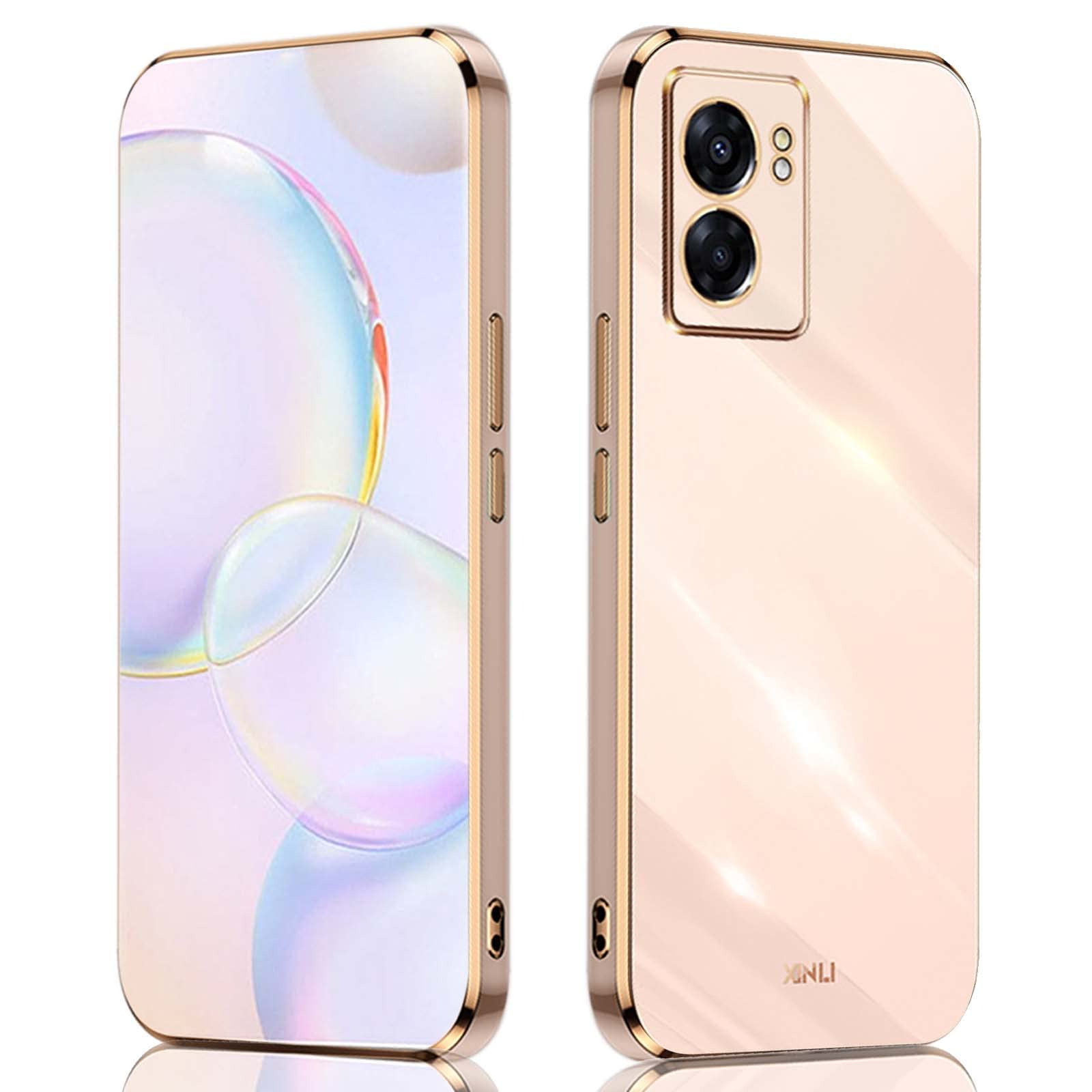 Cover MAOGE Per OPPO A77 5G E Realme Narzo 50 5G, Custodia In TPU Trasparente Con Sfumatura Rosa/oro, Antiurto
