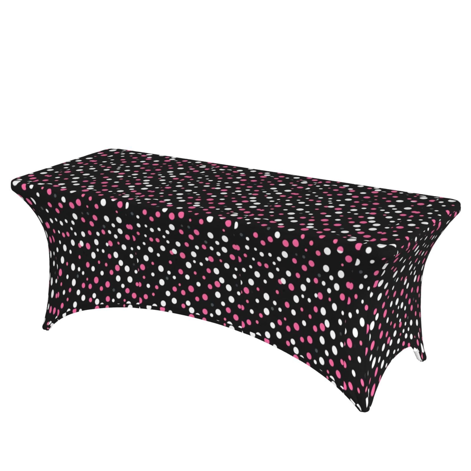 NImongt Black Polka Dots Print Elastic Rectangular Tablecloth Holidays Family Banquet Wedding Party Table Cover