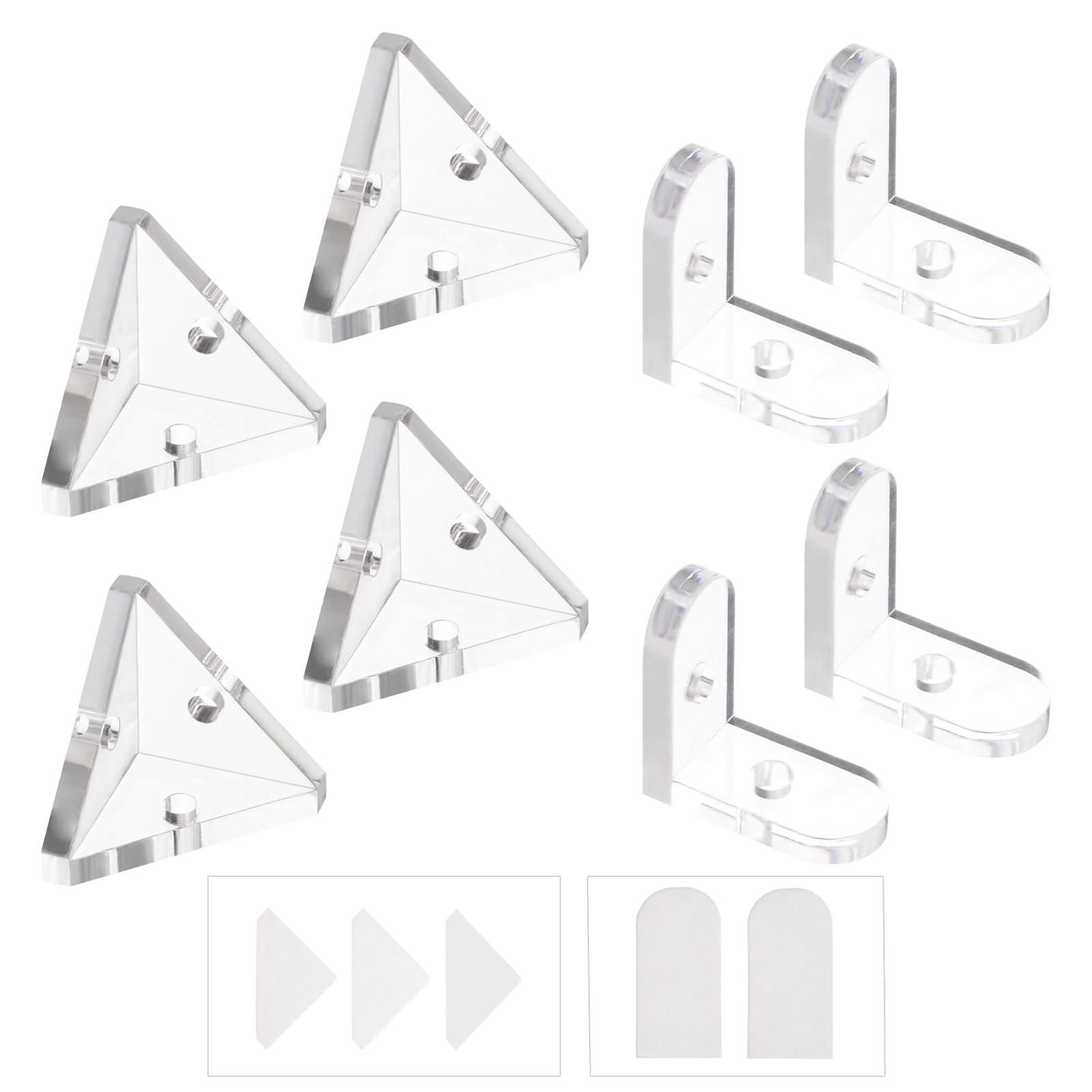 Morobor Clear Acrylic Corner Bracket 3 Holes Right Angle Corner Bracket & 90 Degree L Shape Corner Bracket With Stickers For Display Box